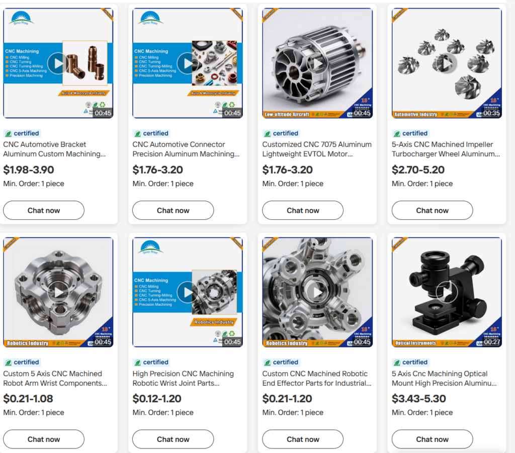 2 rows of featured product listing thumbnails which are visually consistent between products in colors and structure, with high quality and shiny aluminum product(s) in most .